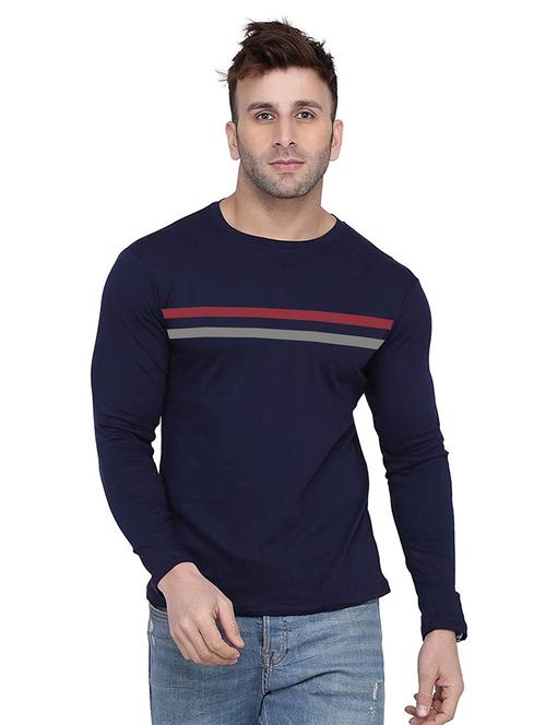 men navy blue slim fit long sleeve t-shirt - 18272741 - Standard Image - 0