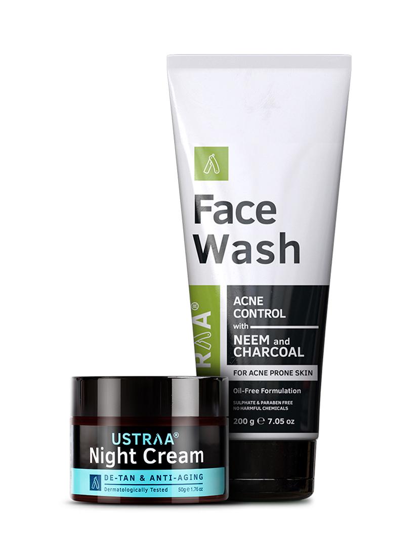 ustraa night cream - de-tan and anti-aging-50g & face wash-neem & charcoal-200g - 18274737 - Zoom Image - 0