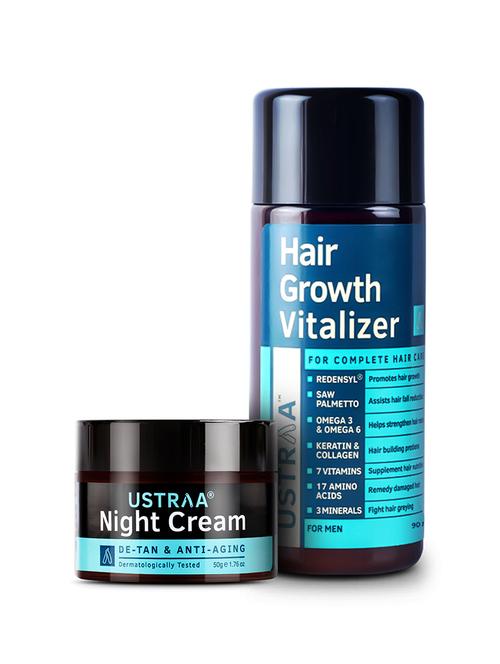 ustraa night cream - de-tan and anti-aging-50g & hair growth vitalizer-100ml - 18274742 -  Standard Image - 0