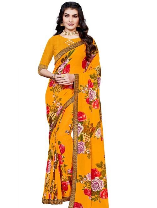 floral printed sareei with blouse - 18276009 - Very Small Image - 1