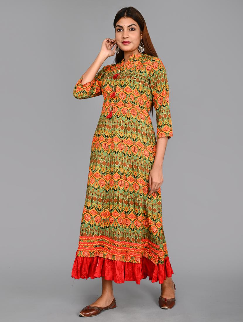 multi colored printed fit & flare gown - 18280705 - Standard Image - 2