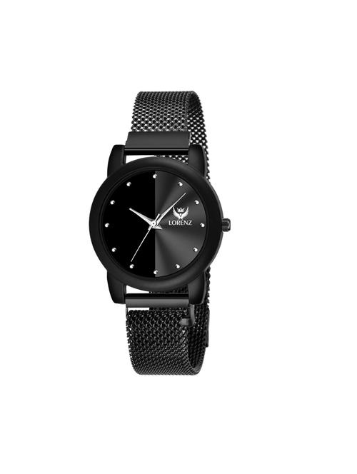 lorenz black dial & black magnetic mesh strap watch for women & girls  - 18281322 - Very Small Image - 1
