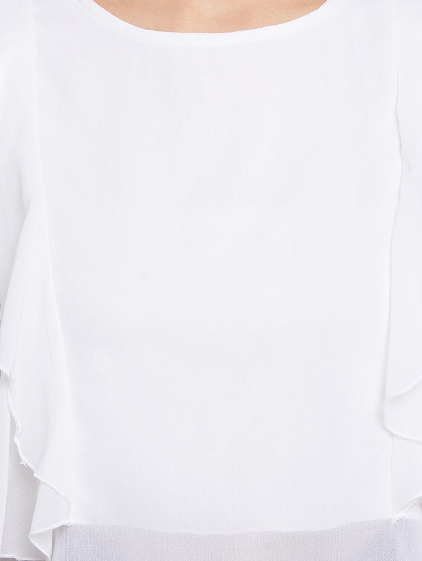 women's white round neck top - 18283636 - Standard Image - 4