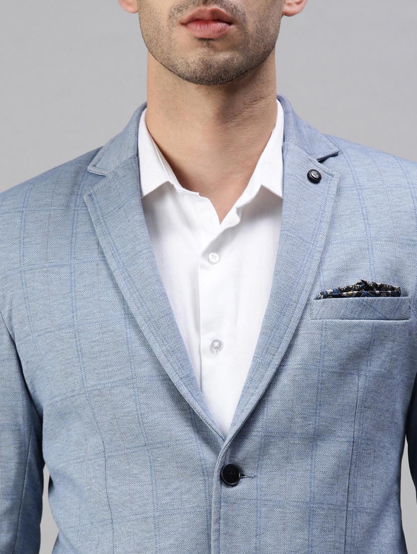 blue solid single breasted casual blazer - 18289548 - Standard Image - 5