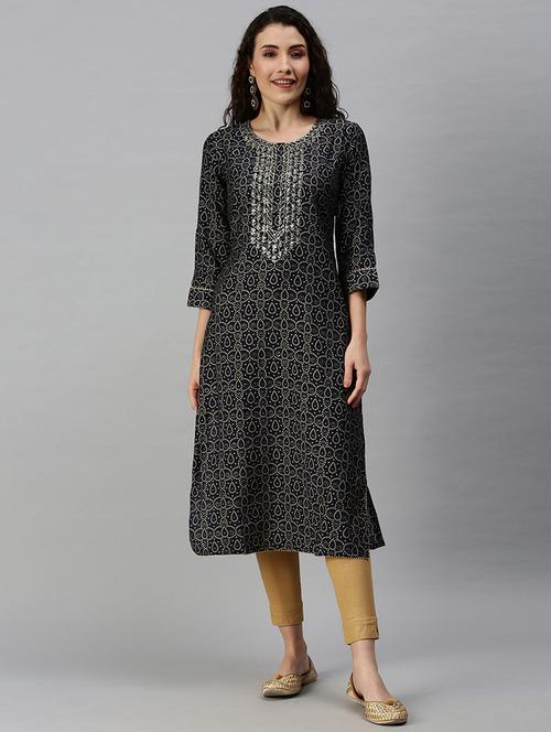 women's straight kurta - 18292979 - Very Small Image - 1