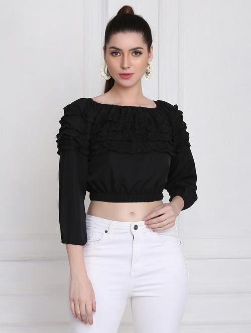 women's crop square neck top - 18298468 - Standard Image - 0
