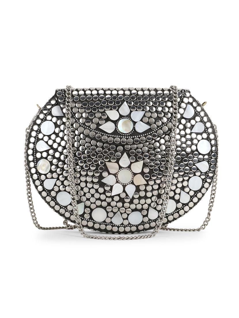 silver embellished box clutch - 18305586 -  Zoom Image - 0