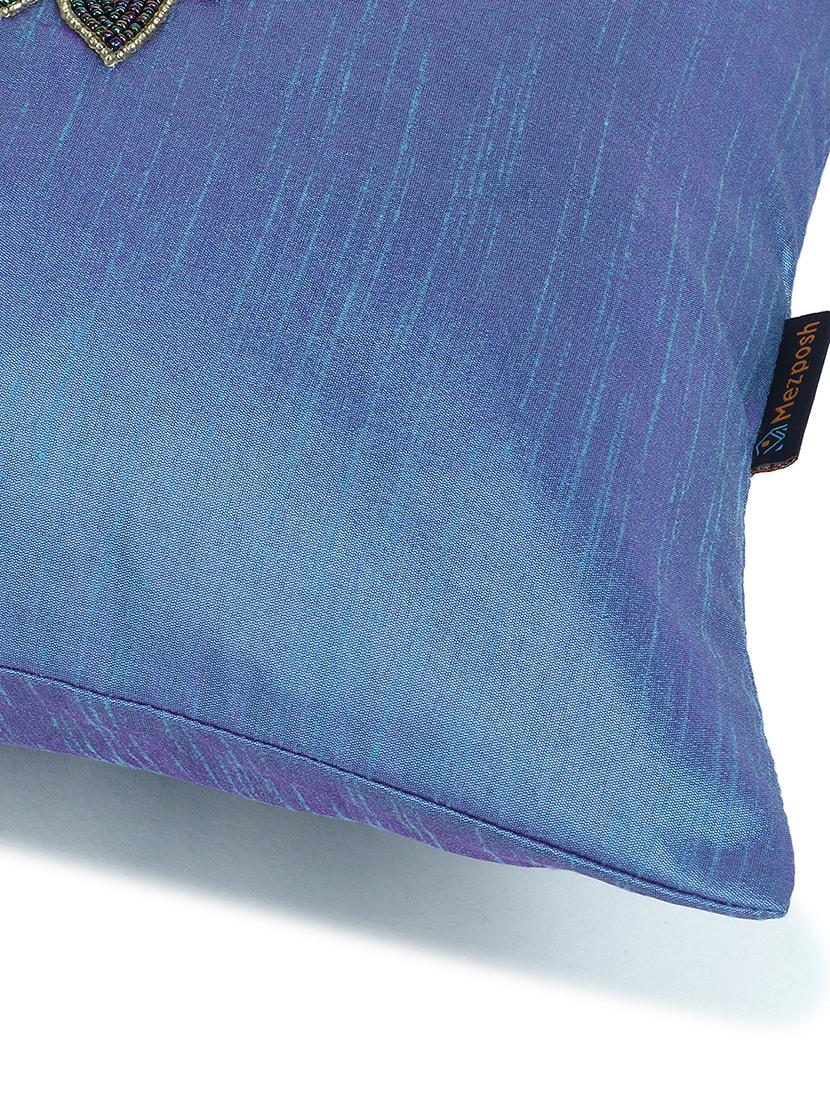 mezposh dazzle air force blue & metallic quirky embellished faux silk cushion cover (16"x16") - 18308600 - Standard Image - 5