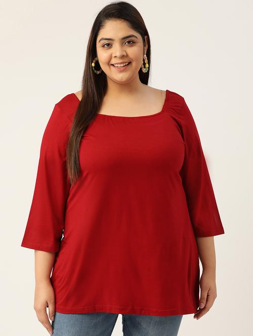 maroon solid plus top - 18309010 - Standard Image - 0