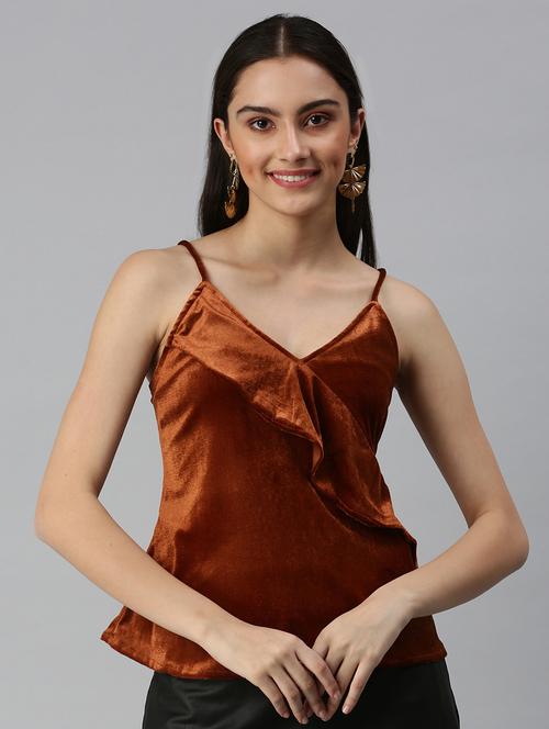 women's ruffle v neck top - 18310491 - Very Small Image - 1