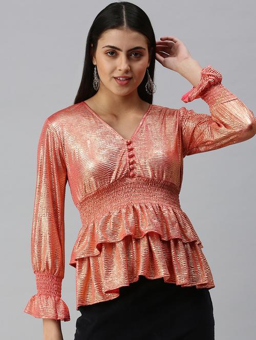 women's peplum v neck top - 18310541 - Standard Image - 0