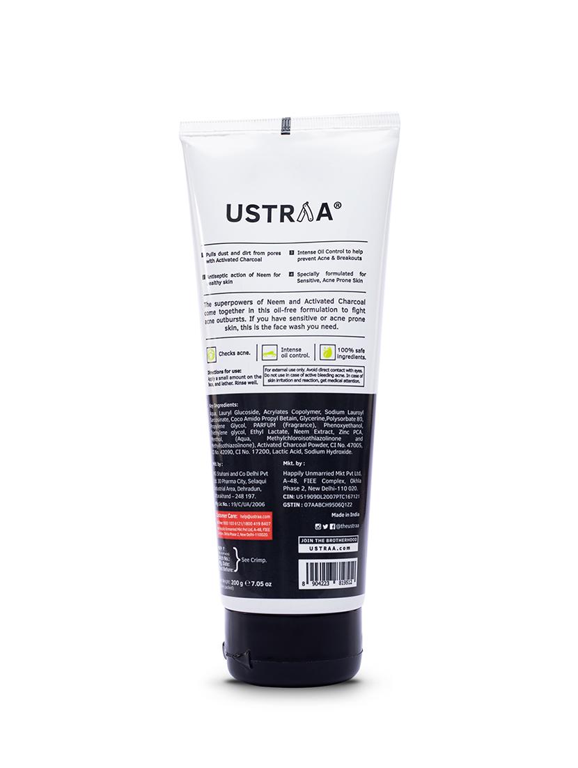 ustraa body lotion germ free- 200ml & face wash acne control - with neem & charcoal 200g - 18316159 - Zoom Image - 2