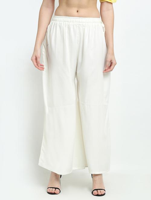 white rayon palazzos - 18318057 - Standard Image - 0