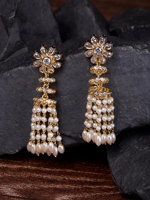 gold brass drop earring - 18321071 - Standard Image - 0