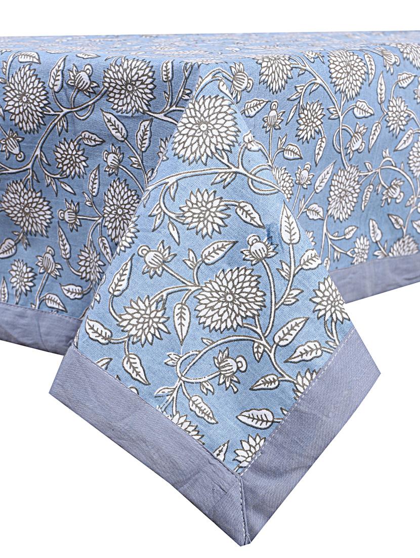 indhome life 100% cotton rectangular dining table cover 4 seater (40 inch * 60 inch) floral pattern blue colour(set of 1 pcs) - 18324988 - Zoom Image - 3
