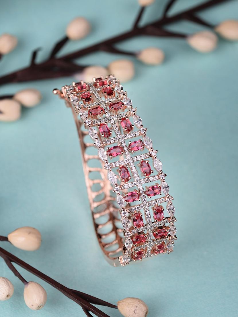 rose gold plated red ad studded bangle bracelet - 18327164 - Zoom Image - 0