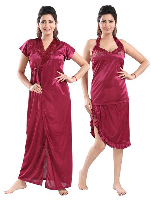 pink solid sleepwear robe set - 18329062 - Very Small Image - 1