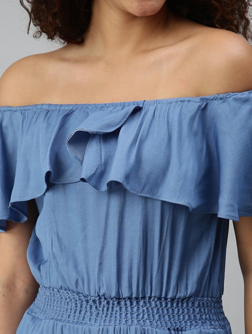 off shoulder solid full leg jumpsuit - 18336945 - Standard Image - 4