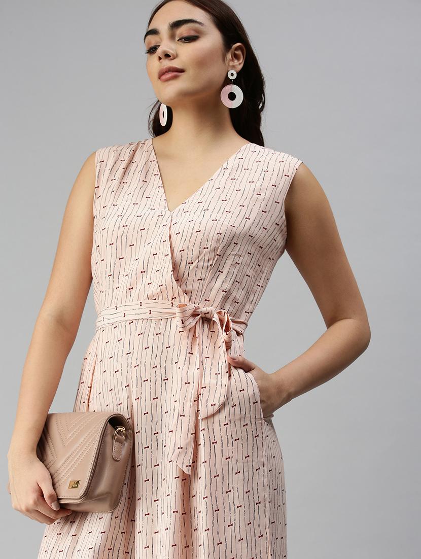 tie front printed full leg jumpsuit - 18336957 - Standard Image - 5