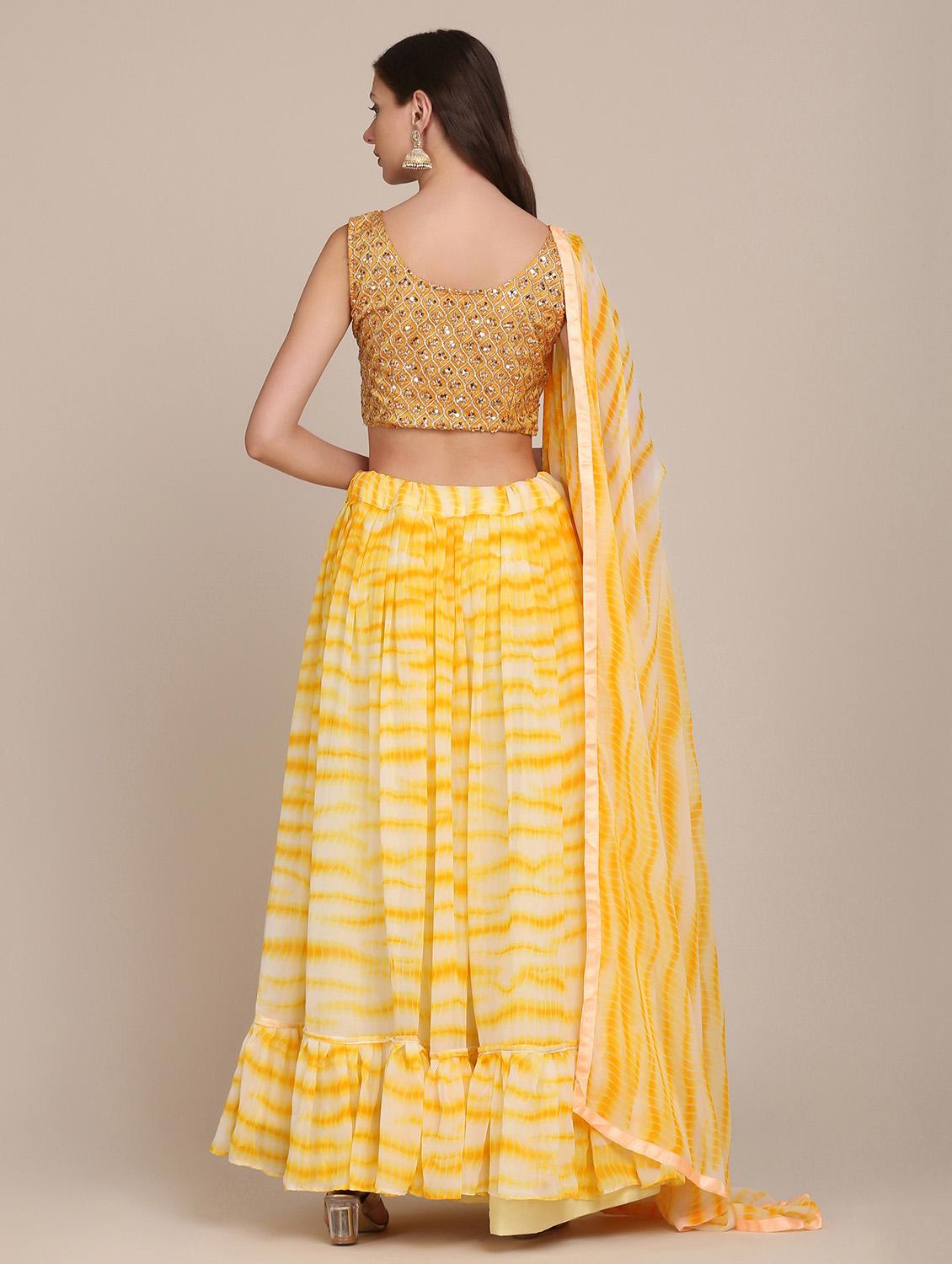 yellow shibori flared lehenga - 18346653 - Standard Image - 2