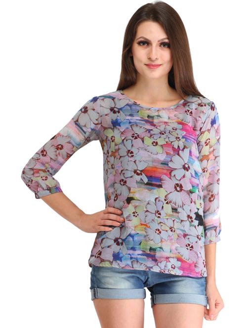 three-fourth sleeved printed regular top - 18347369 - Very Small Image - 1