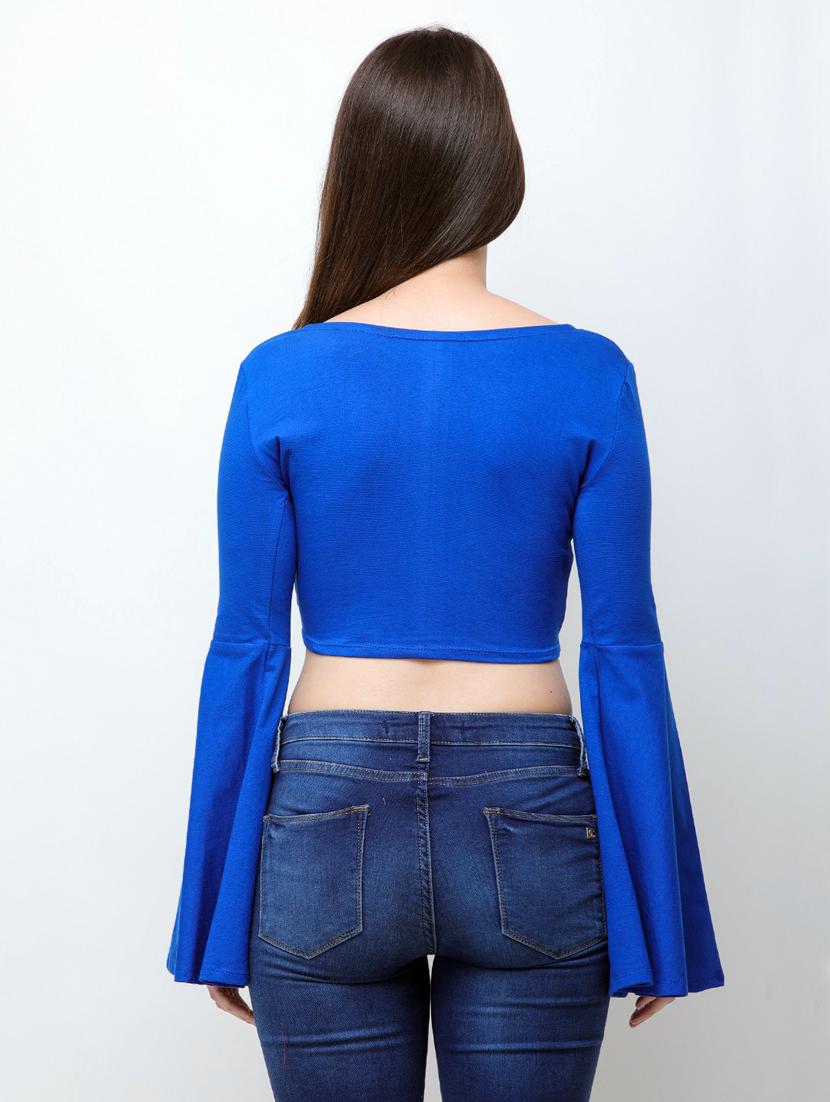 bell sleeved crop top - 18347684 - Standard Image - 2