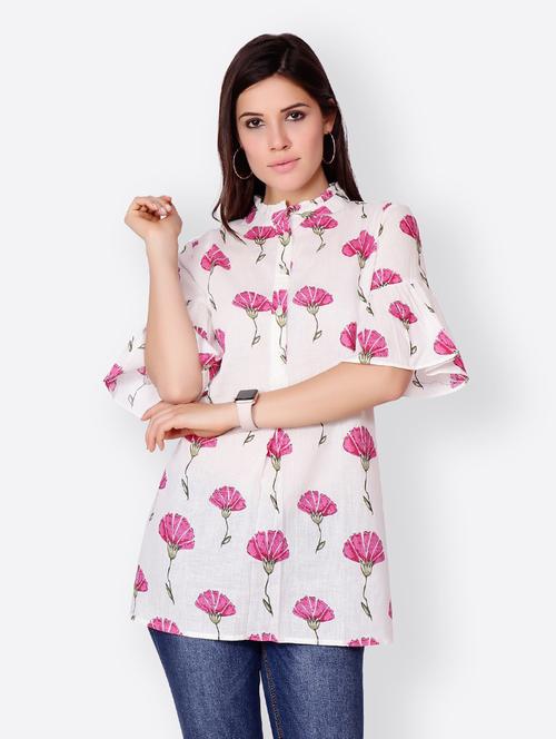 bell sleeved printed regular top - 18347806 - Very Small Image - 1