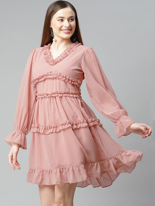 women's tiered dress solid dress - 18357036 - Very Small Image - 1