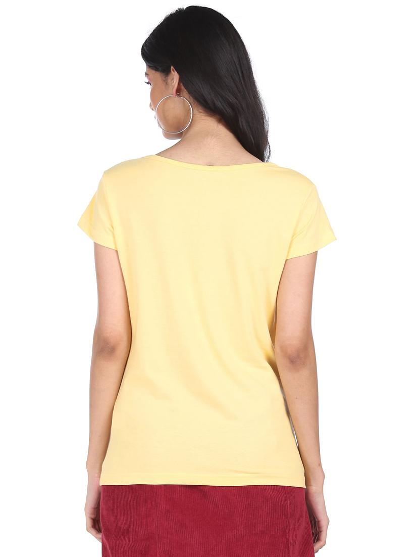 women's chest print round neck t-shirt - 18358349 - Zoom Image - 2