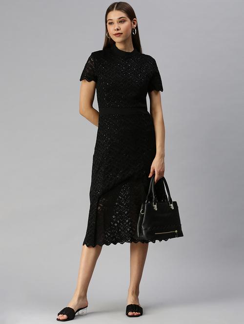 short sleeved embellished fit & flare dress - 18372193 - Very Small Image - 1
