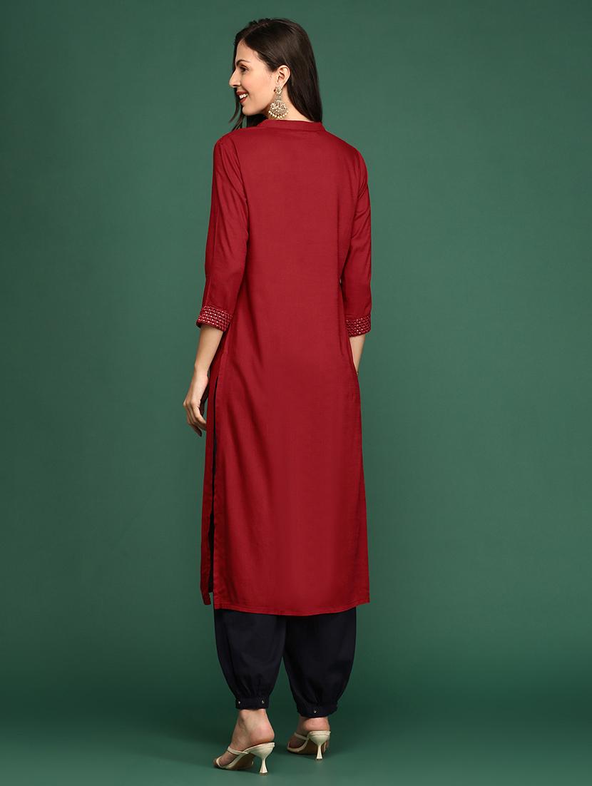 women's straight kurta - 18372795 - Standard Image - 3