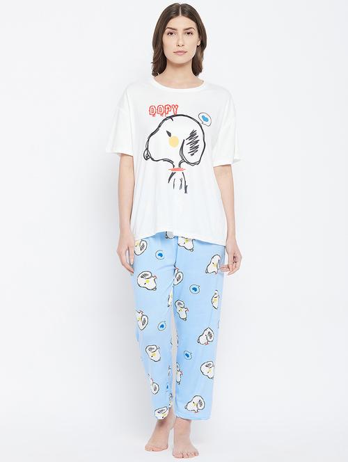 round neck graphic nightwear combo set - 18372830 - Very Small Image - 1