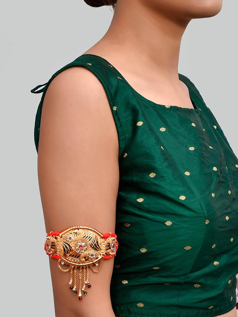 gold & red antique arm bracelet with a drawstring closure. - 18378476 - Standard Image - 5