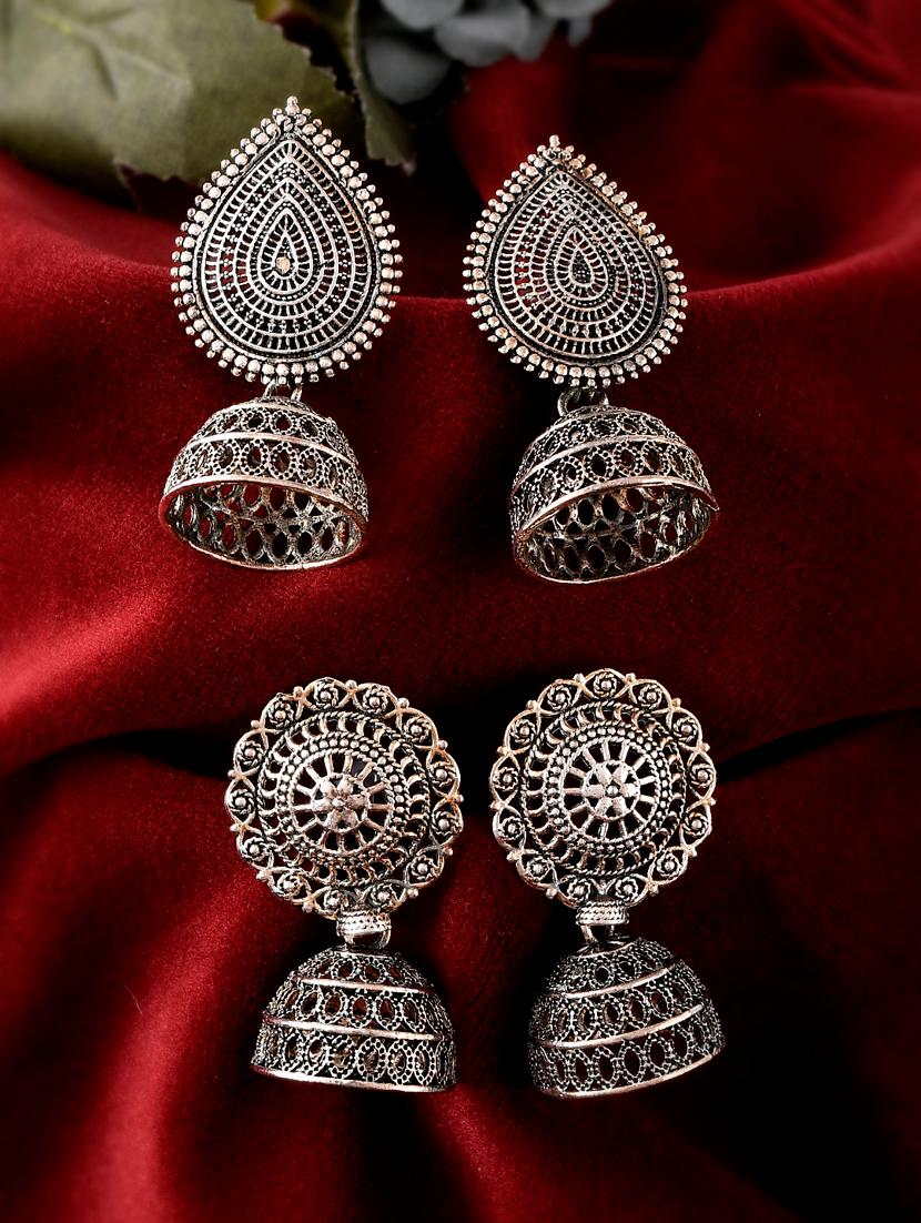 silver brass jhumka earring