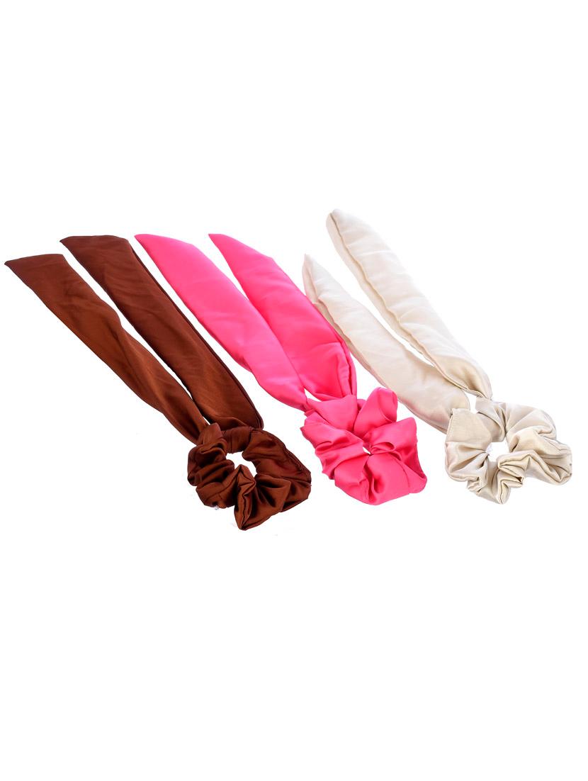 women multicolored set of 3 scarf hair scrunchies ponytail holders - 18382894 - Standard Image - 2