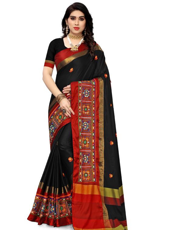 women's embroidered saree with blouse - 18383115 - Zoom Image - 0