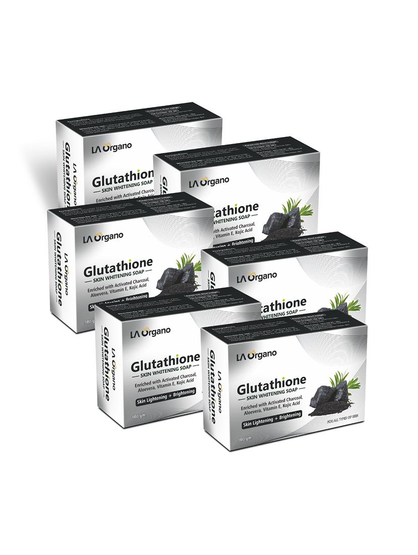 la organo glutathione charcoal skin lightening & brightening soap for all skin type (pack of 5)