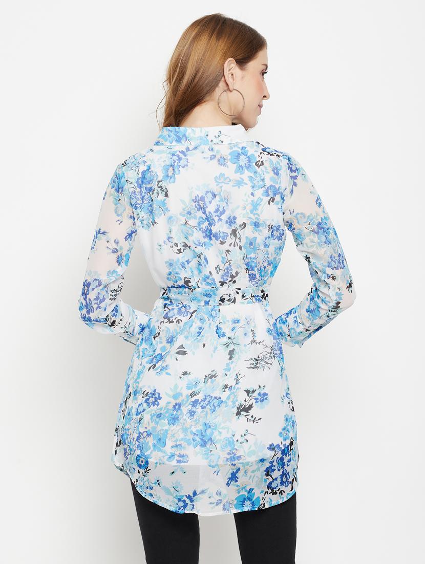 tie front printed shirt tunic - 18384505 - Zoom Image - 2