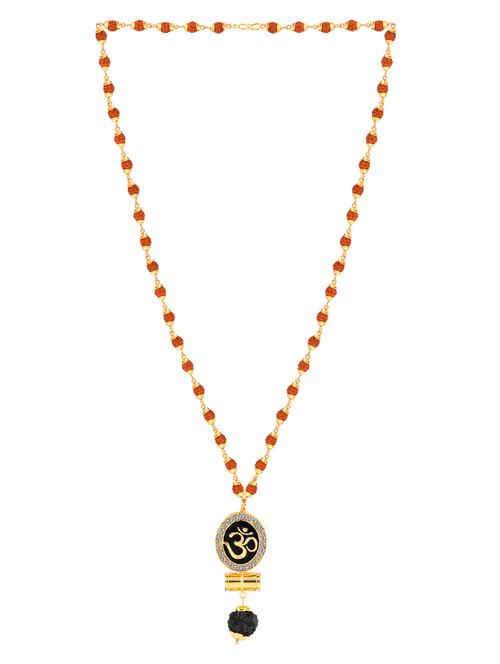 religious rudraksh mala om gold pendant - 18387059 - Very Small Image - 1