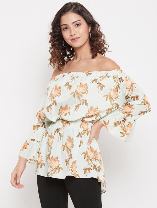off shoulder printed peplum top - 18387082 - Very Small Image - 1