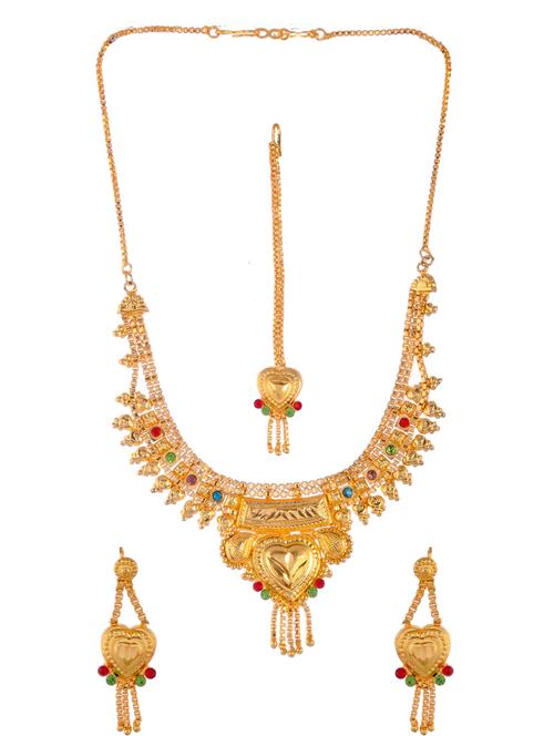 gold brass necklaces and earring - 18387103 - Standard Image - 0