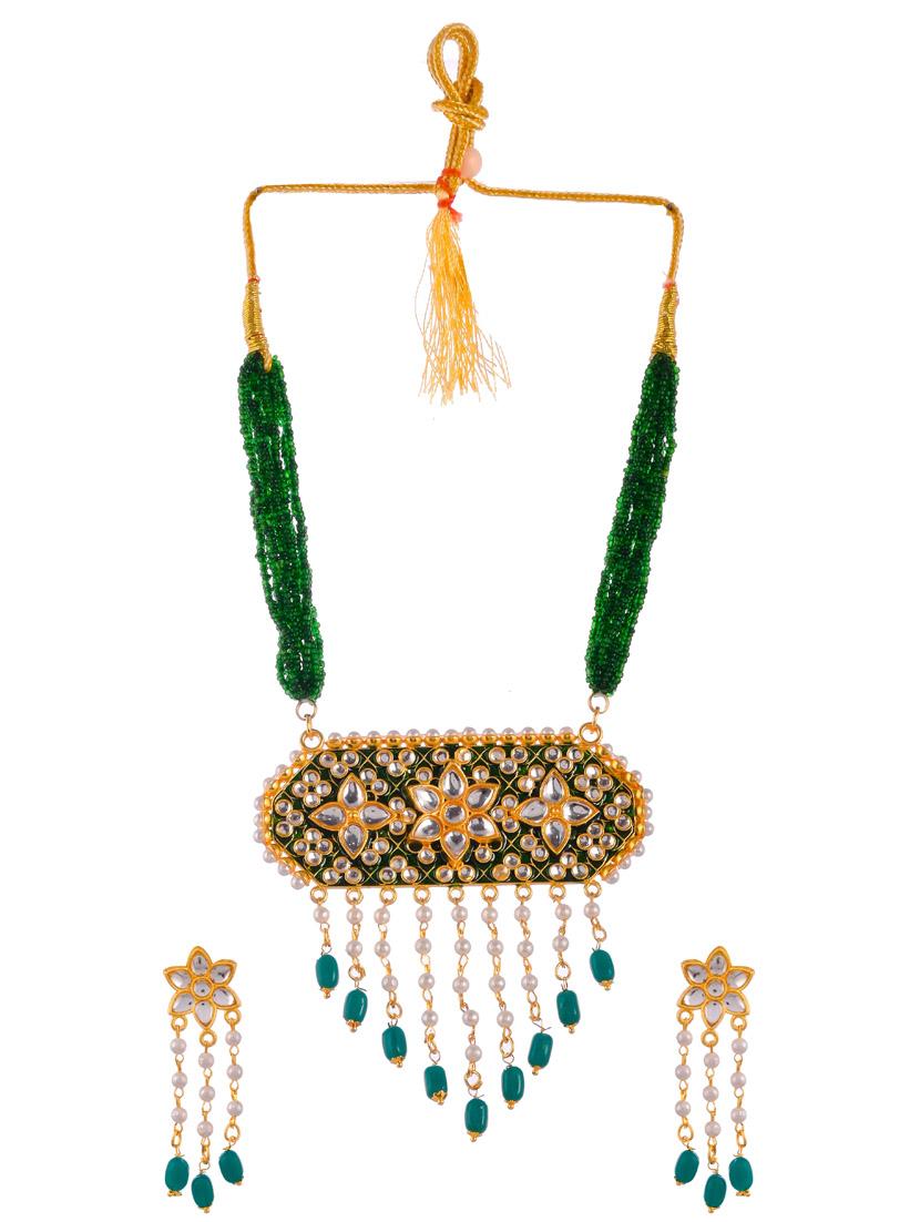 green brass necklaces and earring - 18387117 -  Standard Image - 1