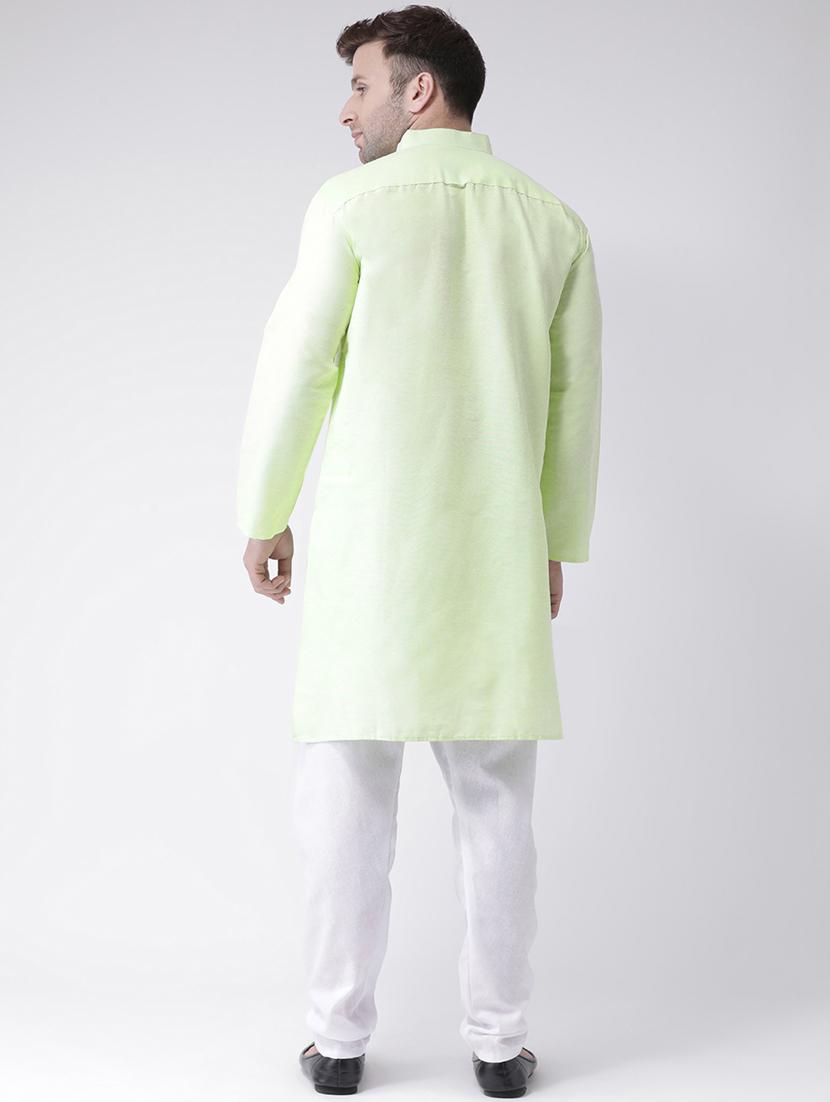 green solid kurta pyjama ethnic wear set - 18389976 - Standard Image - 3