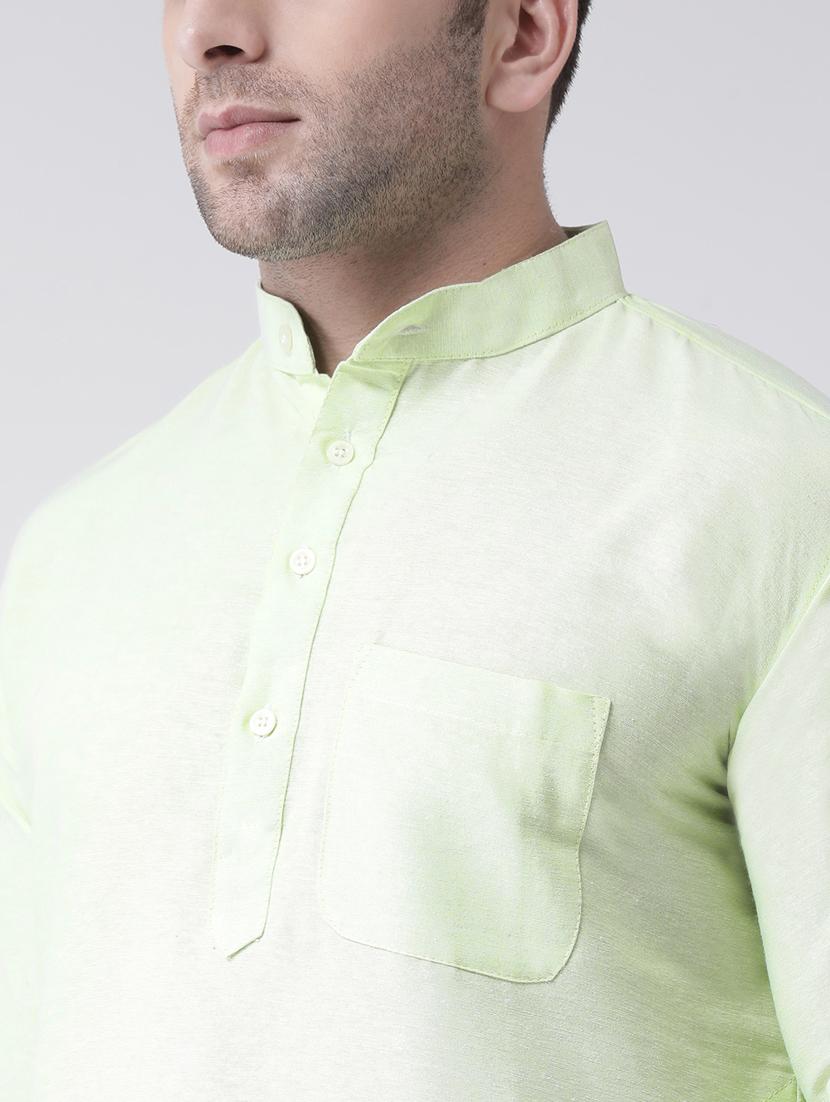 green solid kurta pyjama ethnic wear set - 18389976 - Standard Image - 4