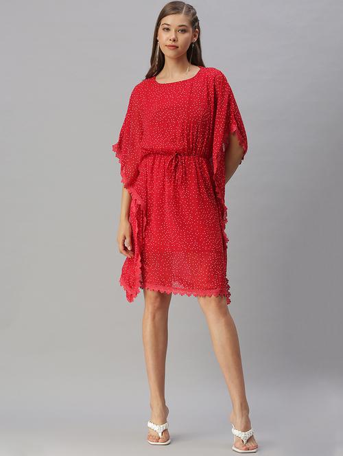 round neck polka dots straight dress - 18390653 - Very Small Image - 1