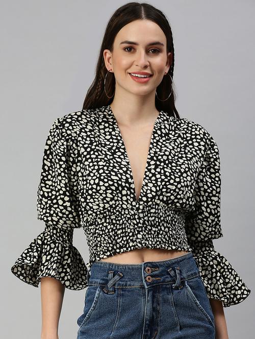 women's crop v neck top - 18392368 - Standard Image - 0