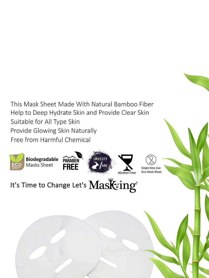 masking bamboo facial sheet mask of strawberry, saffron, algae, watermelon & tea tree ideal for women & men (combo pack of 5) - 18398617 - Standard Image - 3