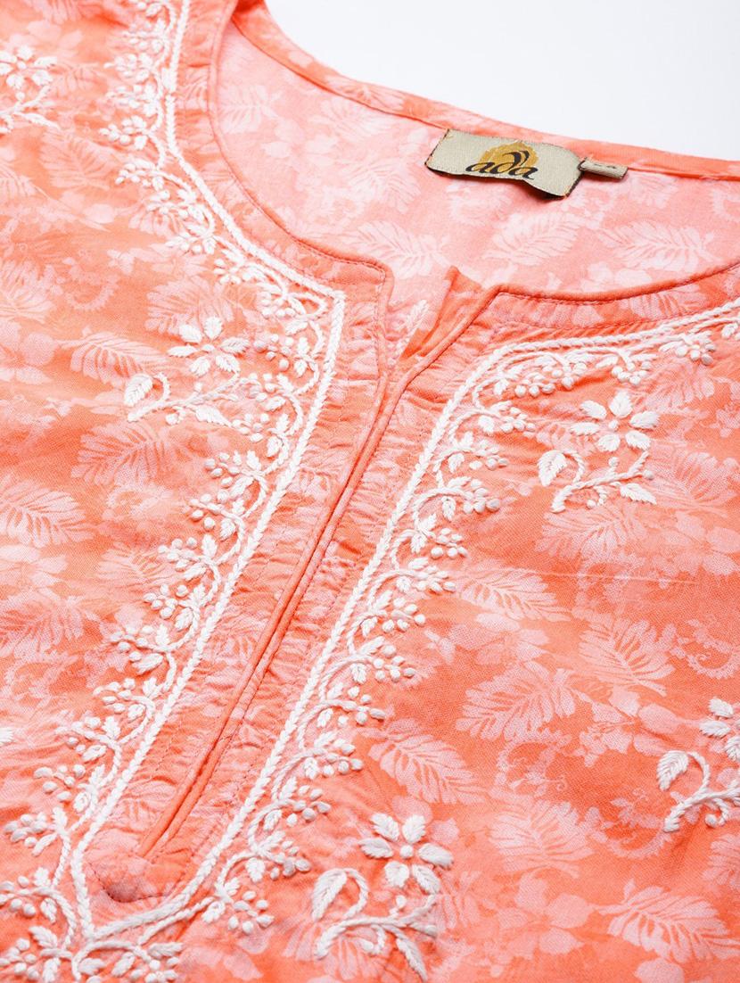 women chikankari straight short kurti - 18400007 - Standard Image - 4