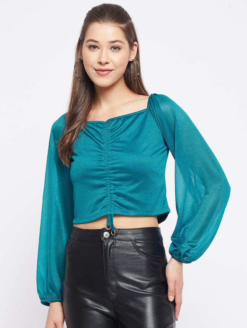 women's crop square neck top