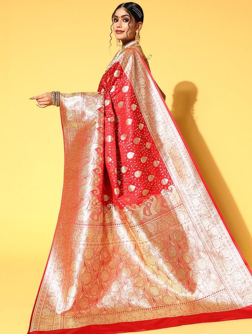 women's paisley red colored saree - 18404134 - Standard Image - 2